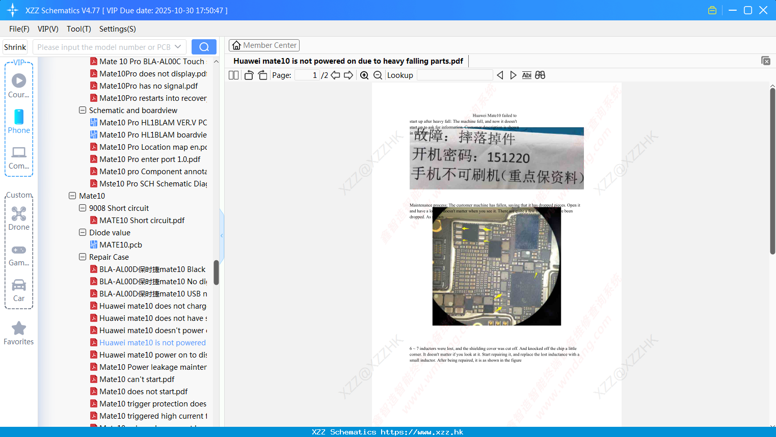 Huawei Mate10 Is Not Powered On Due To Heavy Falling Parts